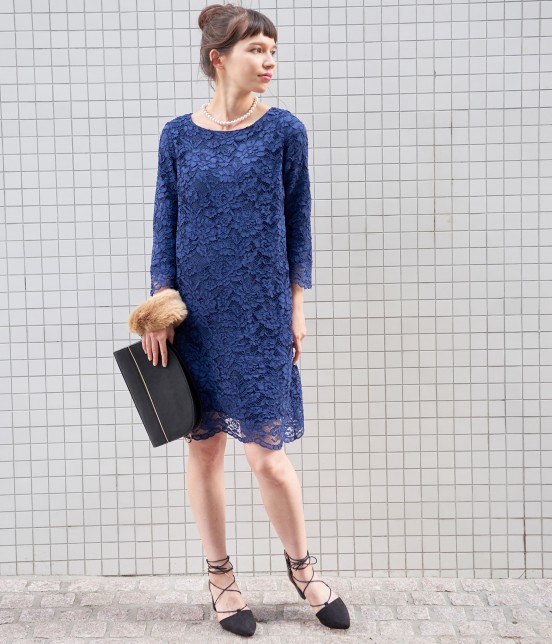 ViS 【WEB限定】総レースワンピース