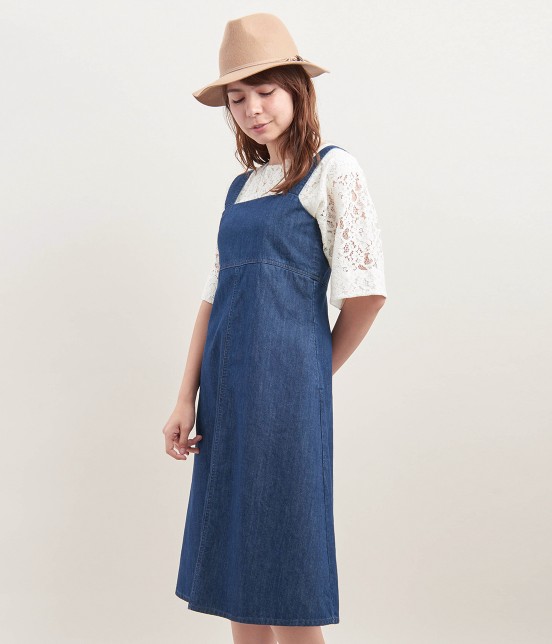 ROPE PICNIC デニムエプロン型ワンピース