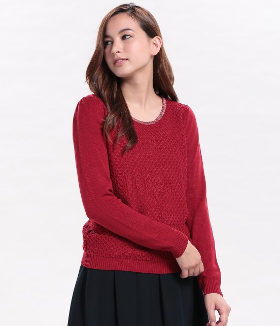 Rope Picnic 【パチパチしないポカポカニット+保湿】ラーベン柄ニットプルオーバー 