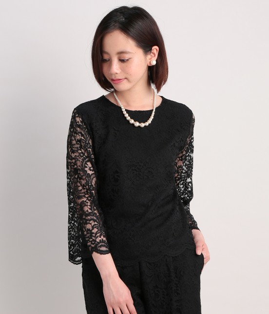 ROPE PICNIC【セットアップ対応】スカラップレースブラウス